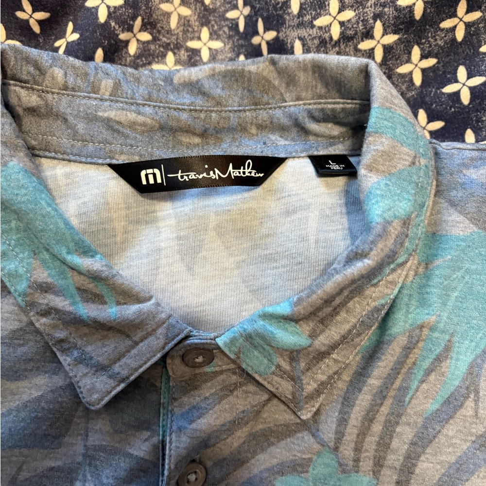 Travis Mathew Teal and Gray Men's Shirt